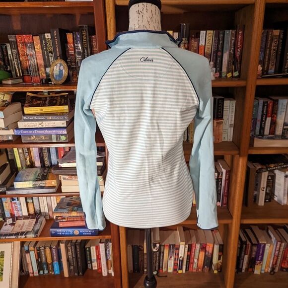 CLOVER long sleeve 3/4zip xs cycling/running shirt blue stripe - Picture 2 of 4